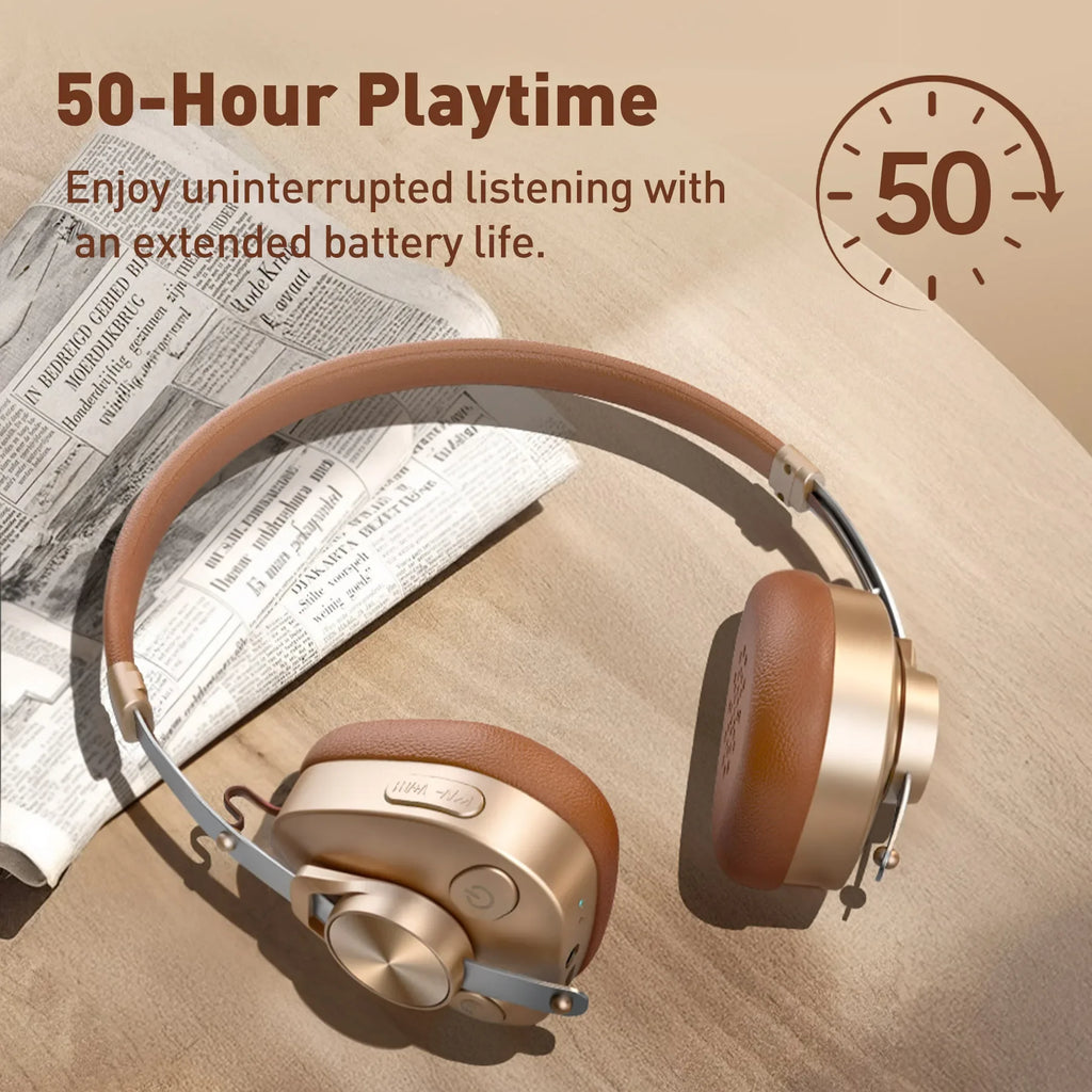 Retro Wireless Bluetooth 5.4 On Ear Headphones with Microphone F4