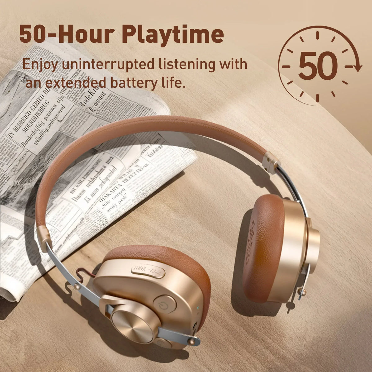 Retro Wireless Bluetooth 5.4 On Ear Headphones with Microphone F4