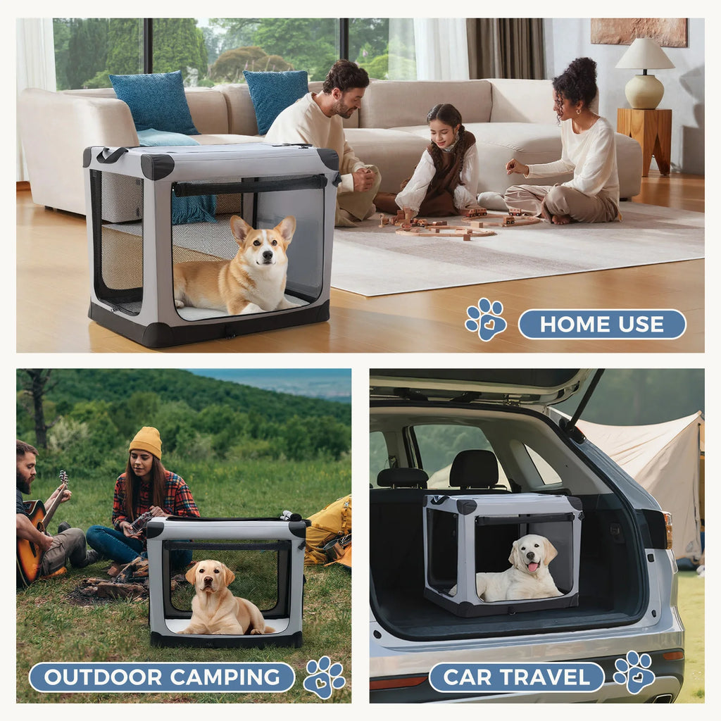 Foldable Oxford Dog Crate Portable Soft Kennel with 3 Doors for Small to Extra Large Dogs