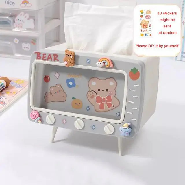 Retro Television Shaped Tissue Box Cover and Phone Stand