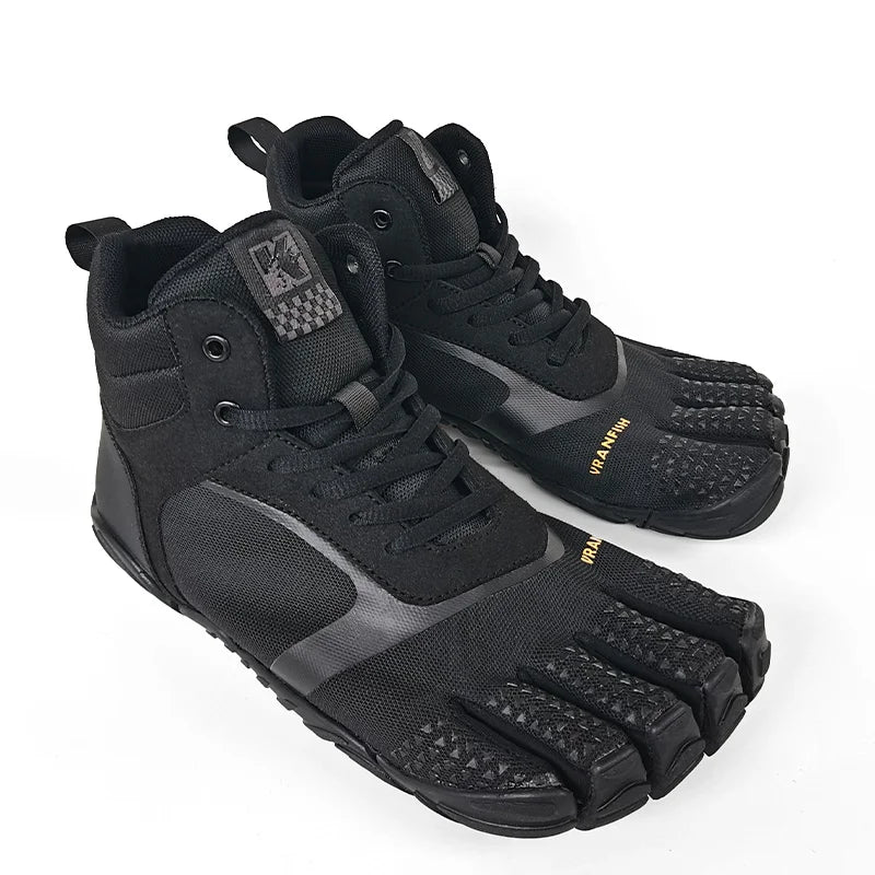 Unisex Cotton Five-Finger Athletic Shoes Hook & Loop Patchwork Sneakers