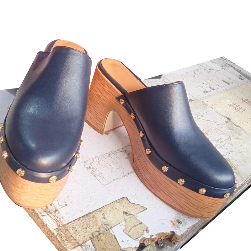 Women's Closed Toe Platform High Heel Slippers