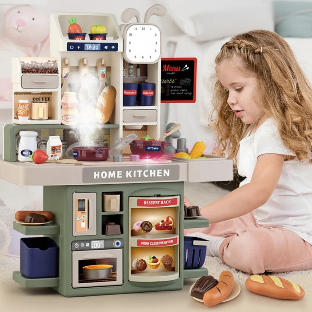 Kids Simulation Kitchen Counter Light Spray Playset Toy Set