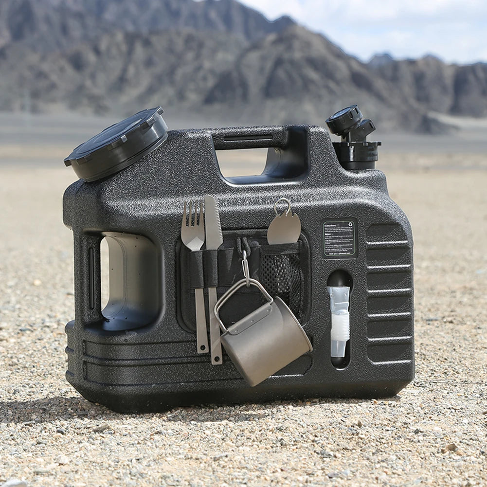 Portable Camping Water Container with Detachable Spigot and 3.4-Gallon Capacity