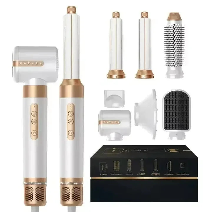 7-in-1 High Speed Ionic Hair Dryer Brush and Auto Curler Set