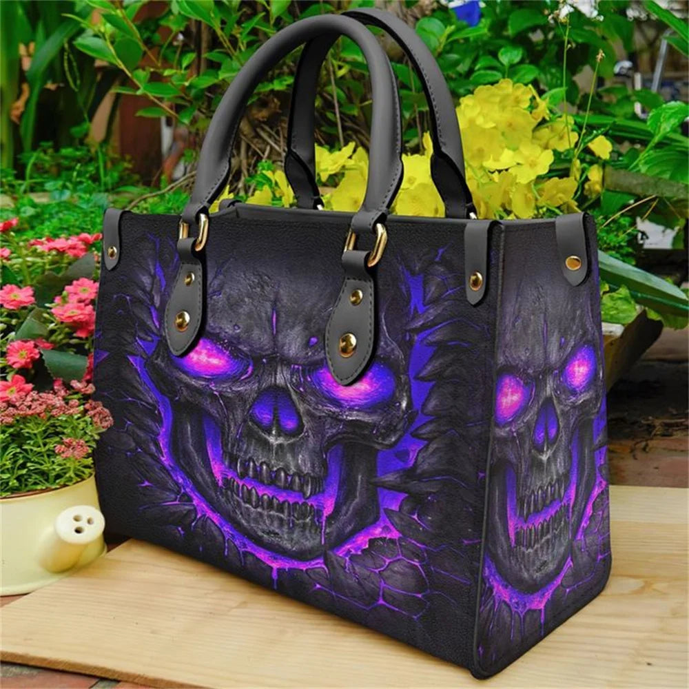 Women's Skull Pattern Faux Leather Shoulder Tote Bag