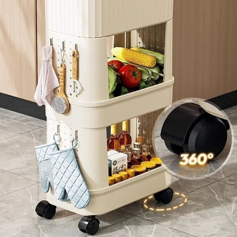 Multifunctional Kitchen Trash Can and Recycling Bin with Wheels