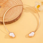 Women's Fashion Baroque Imitation Pearl Torque Necklace Jewelry Set