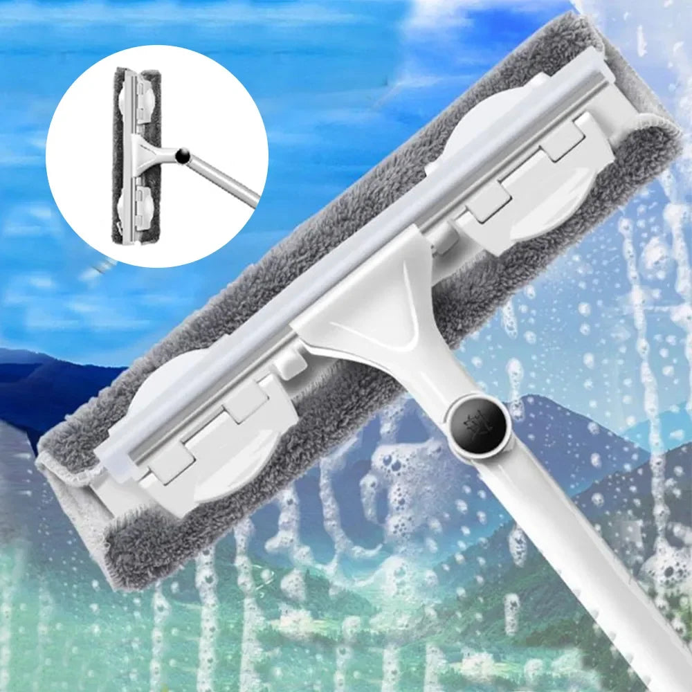Telescopic Window Cleaner Mop with Extendable Aluminum Rod