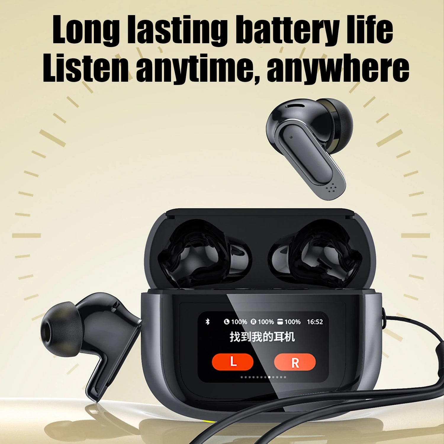 TWS Wireless Bluetooth 5.4 In Ear Earbuds Touch Screen ANC V11