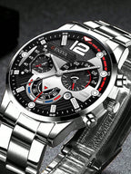 Men's Quartz Watch with Bullet Head Pendant Silver