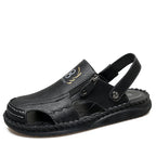 Men's Leather Closed-Toe Sandals Comfortable Summer Outdoor Casual Shoes