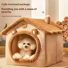 Plush Teddy Dog House Winter Warm Pet Bed for Small Dogs & Cats