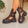 Women's Retro High-Top Platform Sandals Hook & Loop Casual Shoes