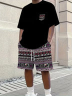 Men's 3D Print Round Neck T-Shirt and Shorts Set