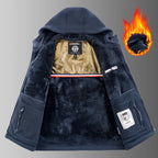 Men's Casual Retro Fleece Jacket and Pants Two Piece Tracksuit Set