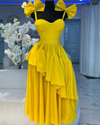 Women's Bow Ruffle Patchwork Backless Maxi Dress