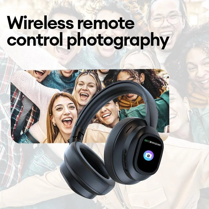 ANC Wireless Bluetooth Over Ear Headphones Touch Screen AI