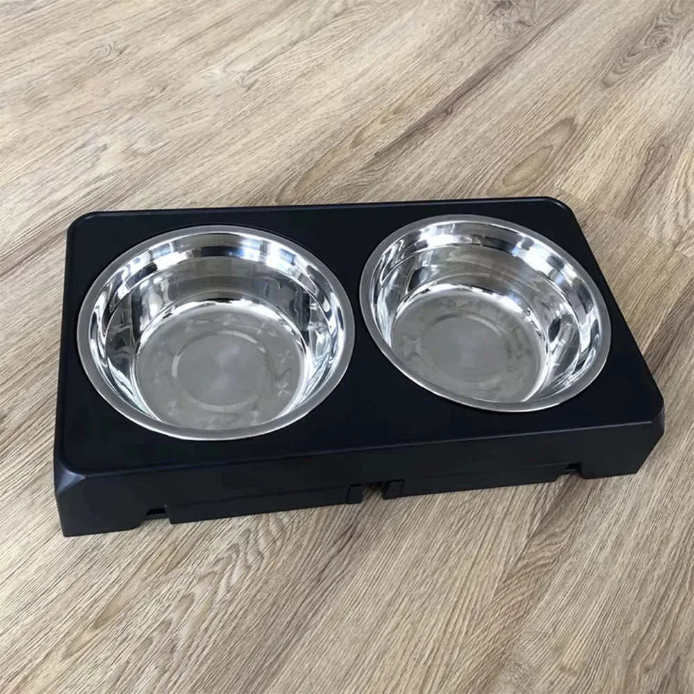 Adjustable Elevated Dog Feeder with Double Stainless Steel Bowls for All Breeds