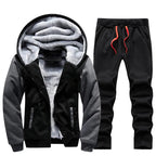 Men's Casual Fleece Zip Hooded Jacket and Pants Set