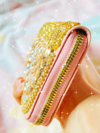 Champagne Rhinestone Evening Clutch Wallet with Heavy-Duty Inlay