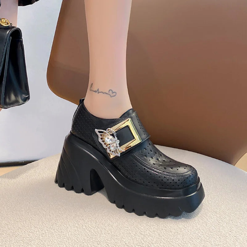 Women's White Platform Pumps Super High Heels Buckle Strap Mary Jane Shoes