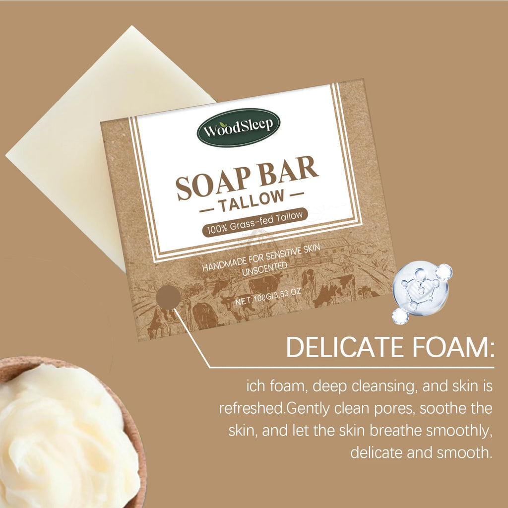 Natural Brightening Tallow Cleansing Face Body Soap Bar 3.5 oz