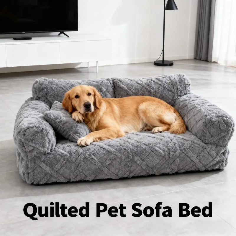 Winter Warm Removable Washable Thickened Plush Pet Sofa Bed
