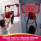 Kids Indoor Light Up Over the Door Basketball Hoop Set