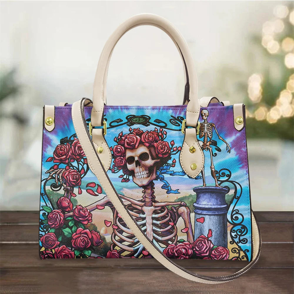 Women's Skull Pattern Faux Leather Shoulder Tote Bag