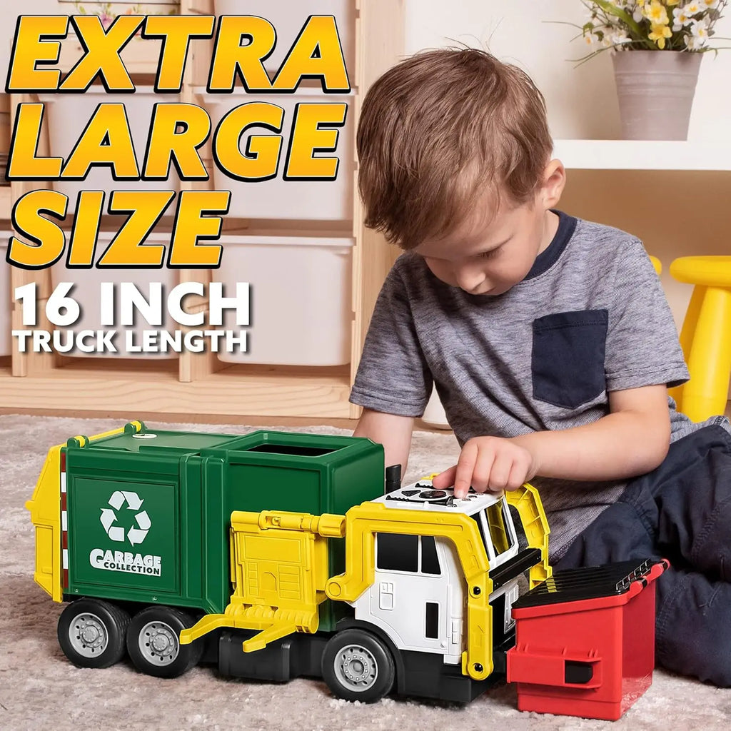 Kids Friction Powered Large Garbage Truck Toy Set