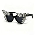 Women's Oversized Cat Eye Crystal Sunglasses UV400