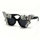 Women's Oversized Cat Eye Crystal Sunglasses UV400