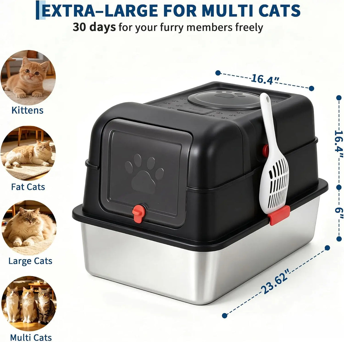 Non Stick Stainless Steel Cat Litter Box