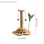 Wooden Rotating Cat Scratch Board with Non-Shedding Fiber Chew Toy and Stand
