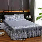 Lace Skirt Bed Sheet and Fitted Bedspread Set