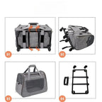 Portable Breathable Detachable Universal Wheel Pet Trolley Bag QS-008-L