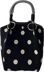 Women's Mini Knitted Geometric Colorblock Bucket Handbag