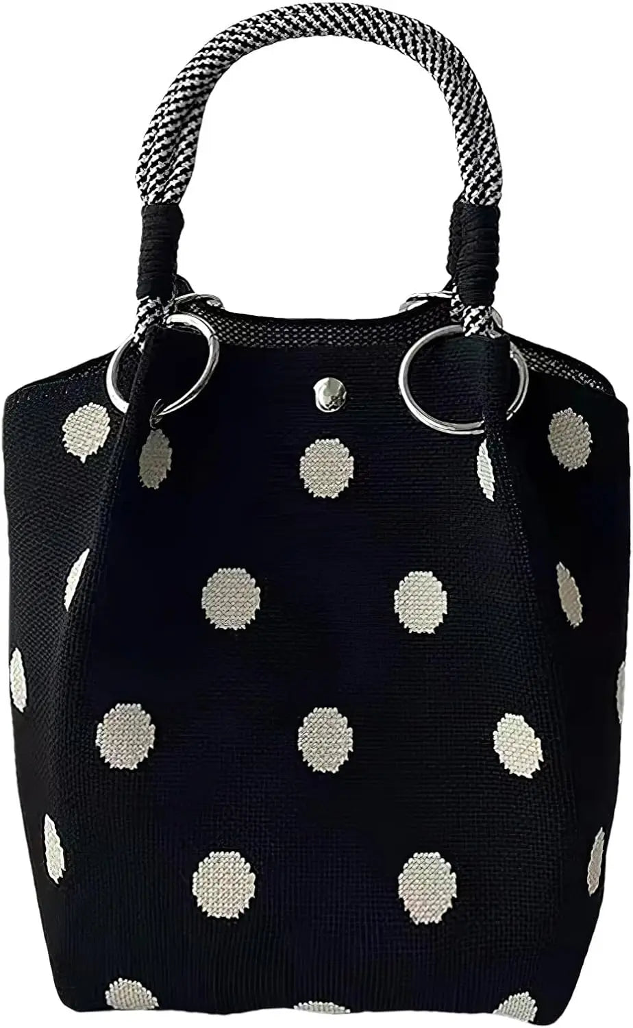 Women's Mini Knitted Geometric Colorblock Bucket Handbag