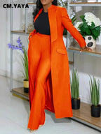 Women's Longline Blazer Wide Leg Pants Set