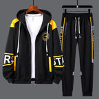 Men's Casual Printed Zip Up Cardigan and Pants Tracksuit Set