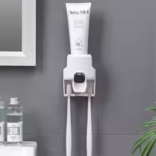 Wall Mount Automatic Toothpaste Dispenser with Magnetic Toothbrush Holder
