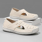 Hand-Sewn Leather Hollow-Out Sandals Unisex Casual Outdoor Walking Shoes