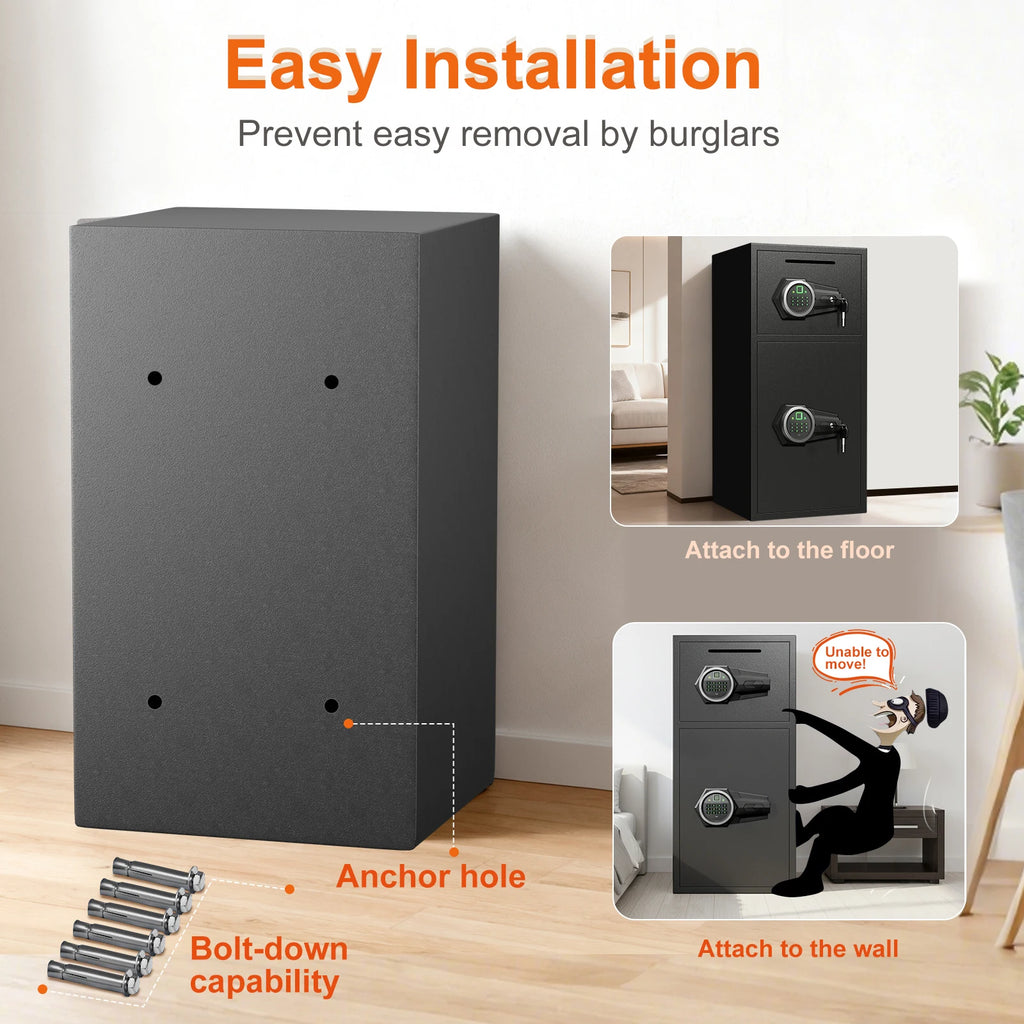 Large Fingerprint Home Safe and Fireproof Security Box