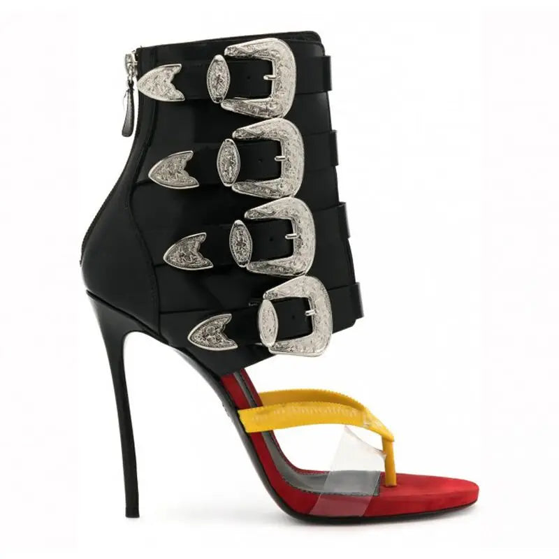 Women's Sexy Buckle Belt Zipper Modern High Heel Sandals
