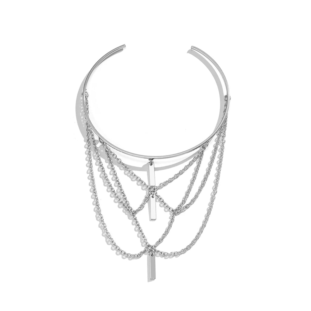 Women's Fashion Open Upper Arm Cuff Bracelet Rectangle Tassel Bangle