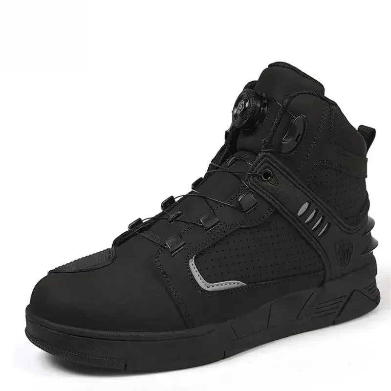 Men's Fashion Leather Breathable Anti-Slip Motorcycle Ankle Boots
