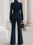 Women's Stand Collar Blazer Pants Suit