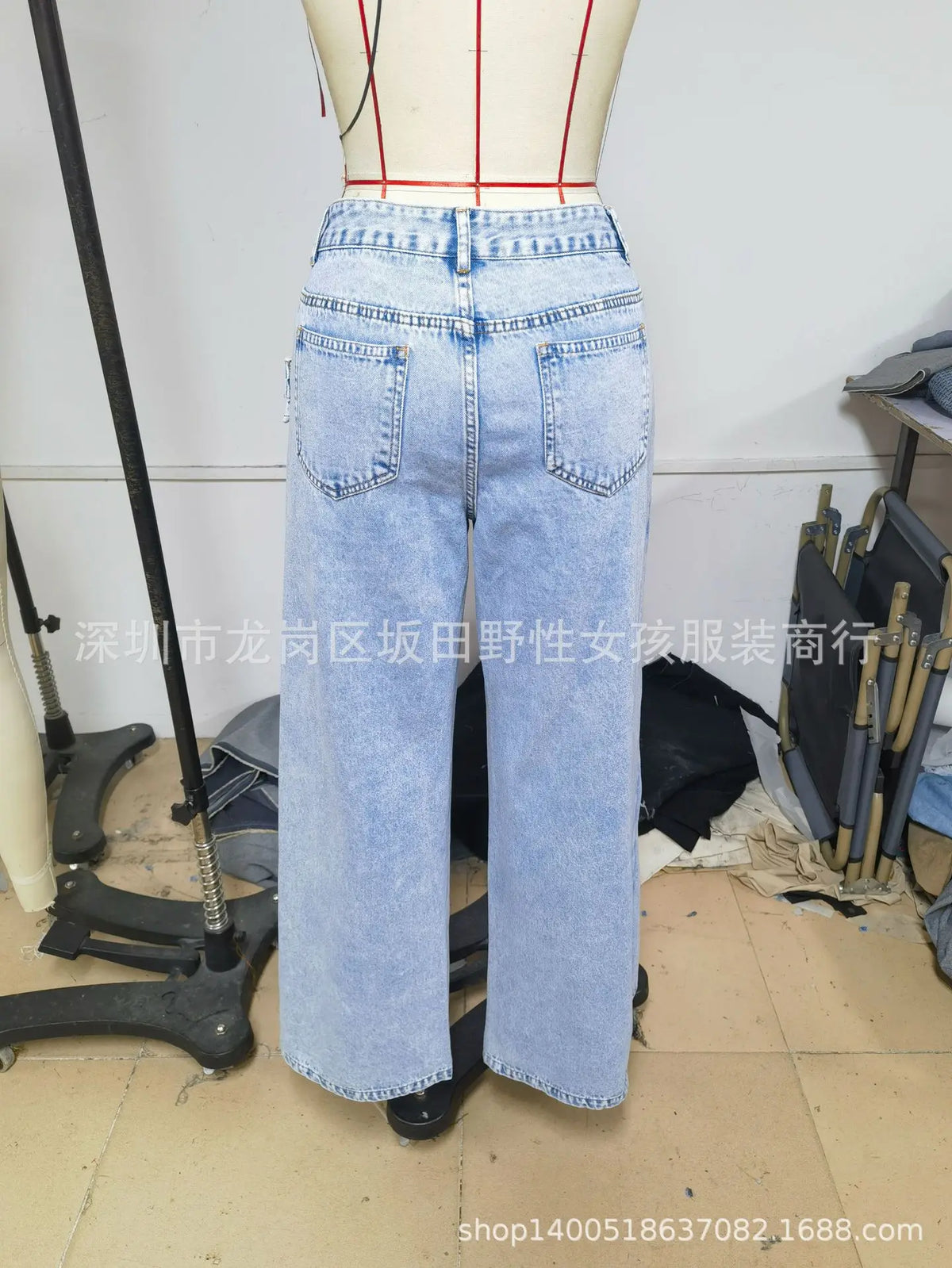 Women's Vintage High Waist Wide Leg Denim Jeans Pants