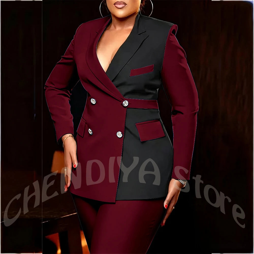 Women's Classic Tailored Blazer and Trousers Suit Set